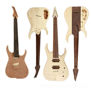 Unfinished DIY Guitar kit Electric Guitar set unfinished building guitar through neck