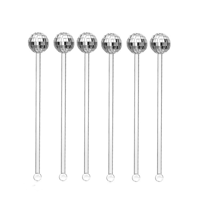 Disco Ball Drink Stirrers Cocktail Plastic Acrylic Swizzle Sticks Reusable Decoration Swizzle Sticks