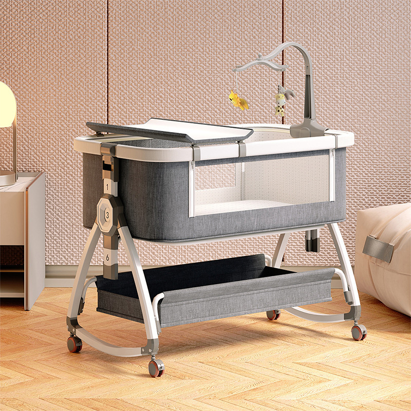 Modern Multifunction Adjustable Height Bedside Co-Sleeper & Baby Crib for Newborns Nursery Furniture