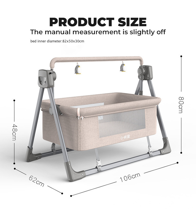 Luxury Modern Cosleep Electric Swing Kid Cradle Bed Adjustable Height & Foldable Baby Crib New Born Bassinet Portable Newborns