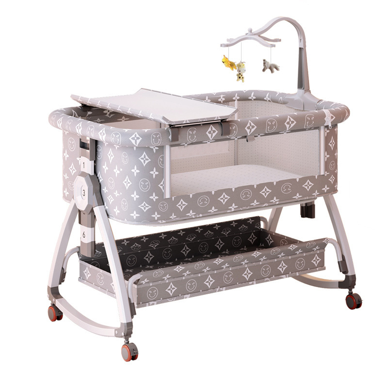 Modern Multifunction Adjustable Height Bedside Co-Sleeper & Baby Crib for Newborns Nursery Furniture