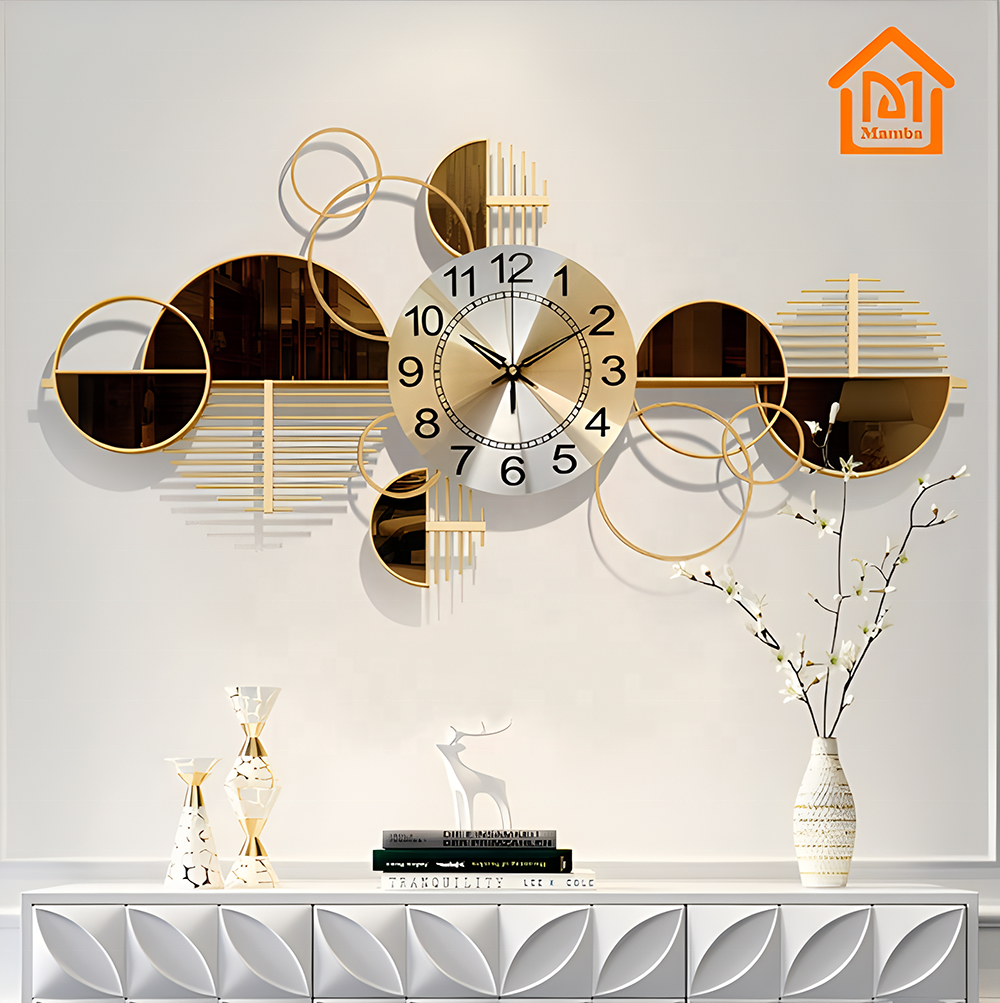 Decoration Wall Metal Wall Clocks For Home Living Room Luxury Wall Decor 3d Arts Hanging Clock