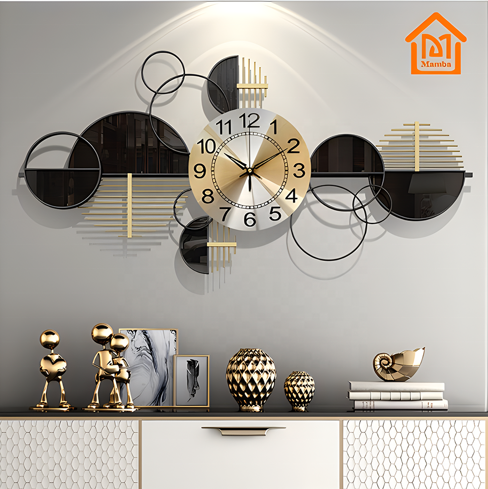 Decoration Wall Metal Wall Clocks For Home Living Room Luxury Wall Decor 3d Arts Hanging Clock