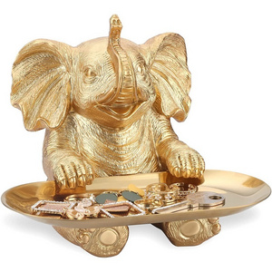 Handmade and High Quality Resin Animal Statue for Home Decor Gold Elephant Statue