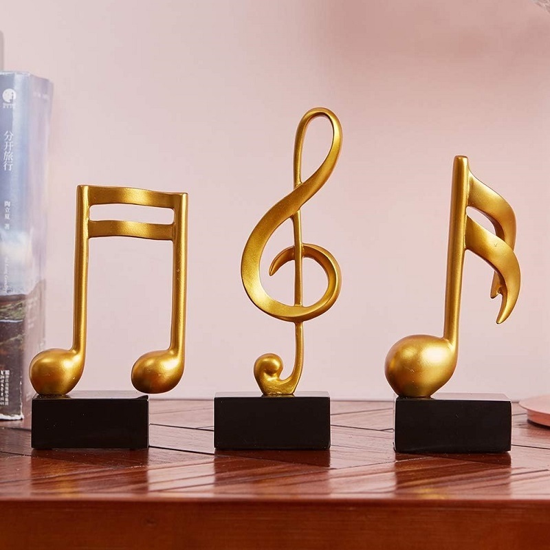 Resin Musical Gifts Figurine Home Decor Accents 3pcs Music Note Decor Statue