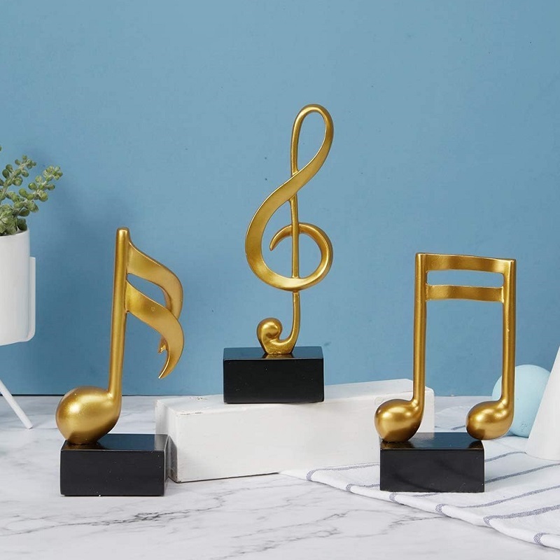 Resin Musical Gifts Figurine Home Decor Accents 3pcs Music Note Decor Statue