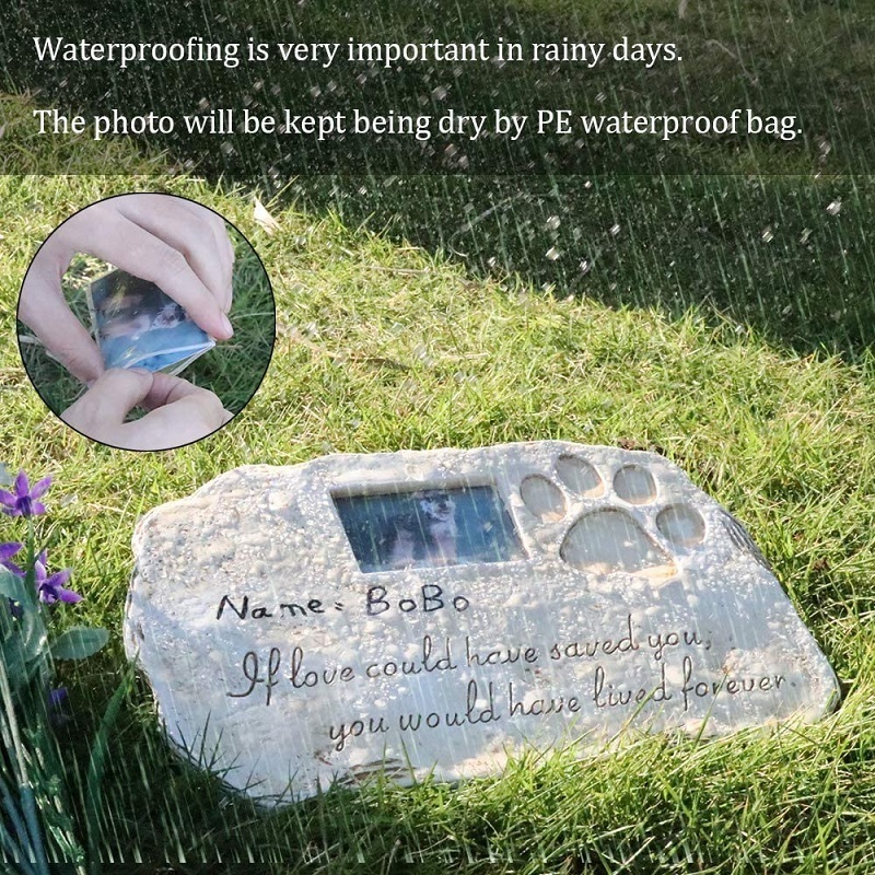 resin crafts animal sculpture Pet Tombstone Dog or Cat Memorial Stone in Lawn and Garden