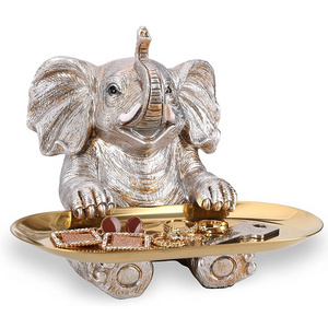 Handmade and High Quality Resin Animal Statue for Home Decor Silver Elephant Statue