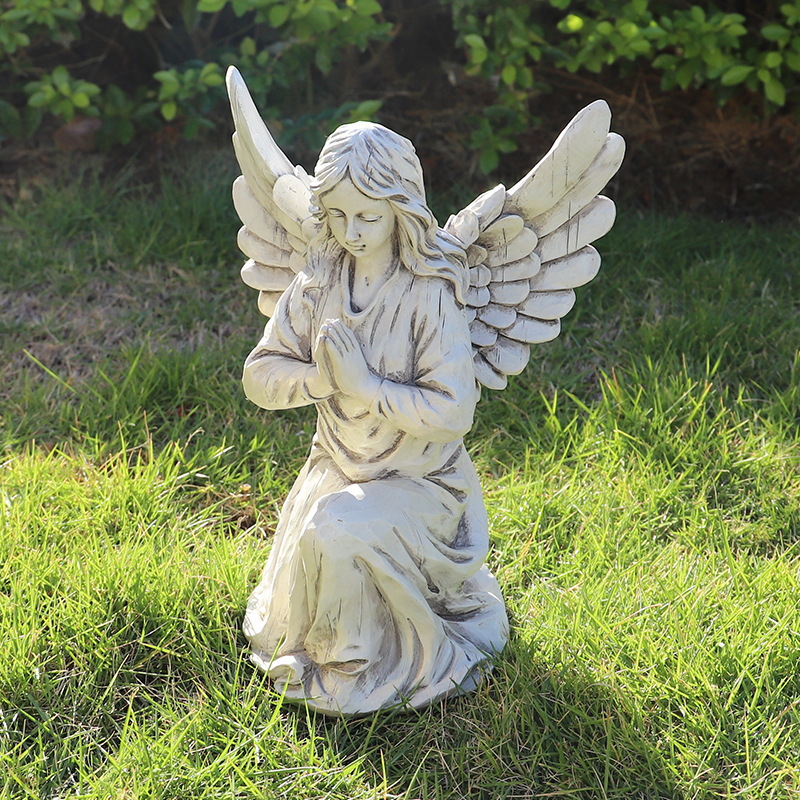 Resin Memorial Gifts Outdoor Garden Sculpture Pray Angel Figurines for Cemetery Decorations