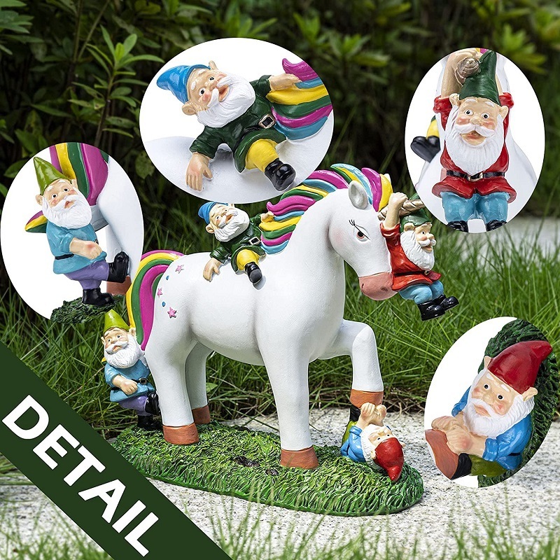 Resin Outdoor Decor Funny Unicorn Figurine Gifts Unicorn Gnomes Garden Statues for Garden Patio