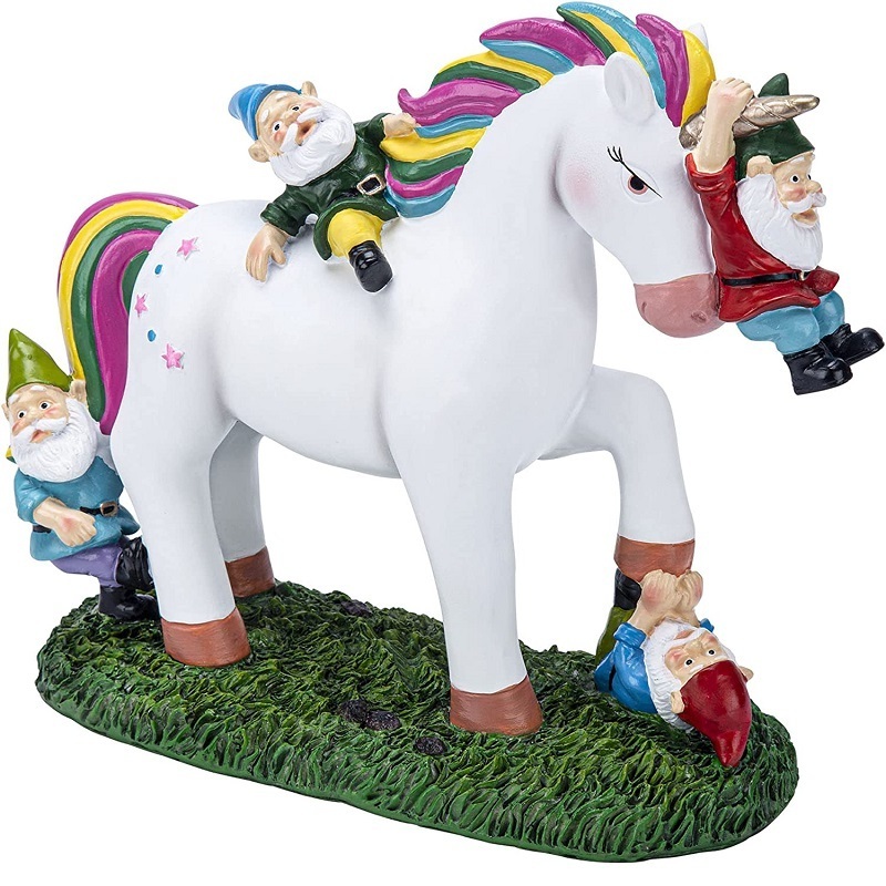 Resin Outdoor Decor Funny Unicorn Figurine Gifts Unicorn Gnomes Garden Statues for Garden Patio