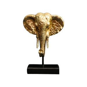 Resin Statue Gold Elephant Sculptures Animal Head Wall Decor Elephant Head Figurines