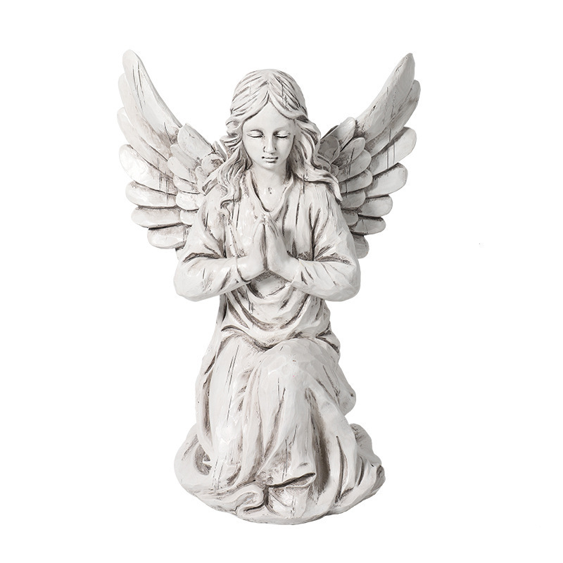 Resin Memorial Gifts Outdoor Garden Sculpture Pray Angel Figurines for Cemetery Decorations