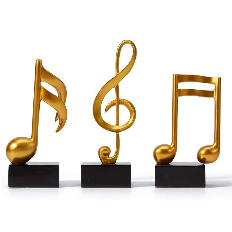 Resin Musical Gifts Figurine Home Decor Accents 3pcs Music Note Decor Statue