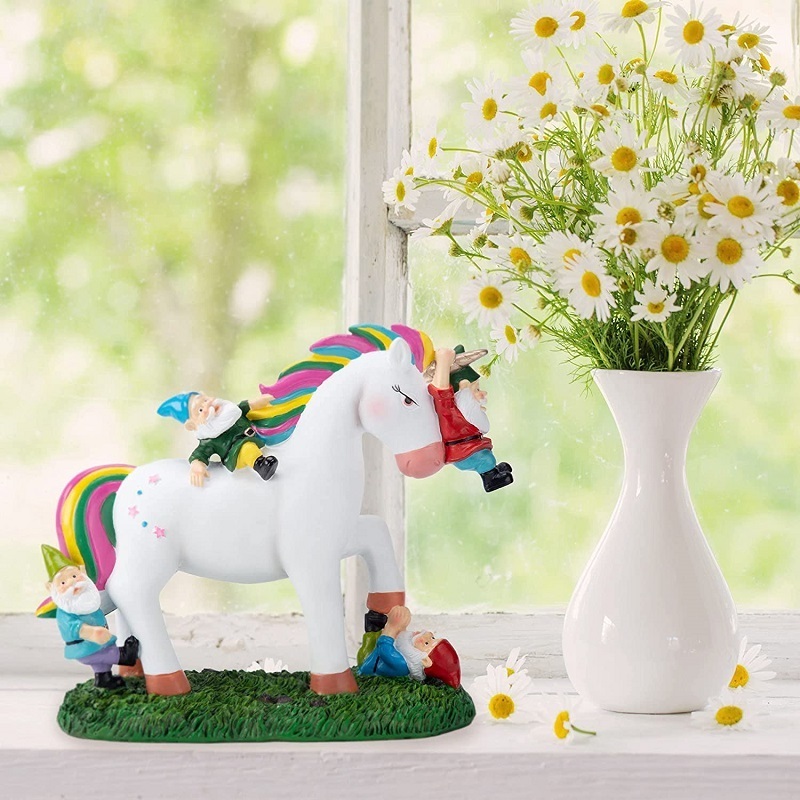 Resin Outdoor Decor Funny Unicorn Figurine Gifts Unicorn Gnomes Garden Statues for Garden Patio