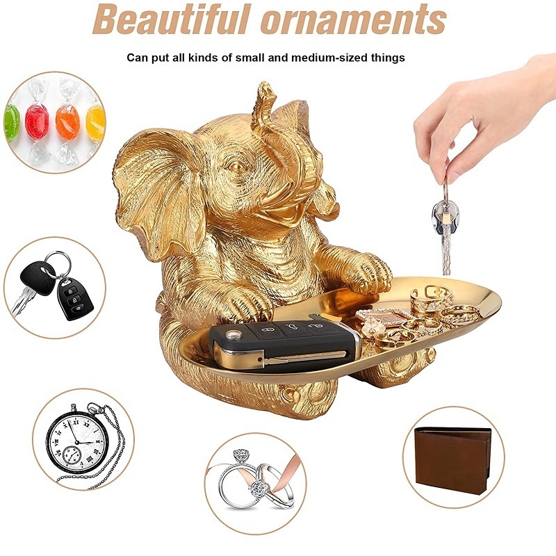 Handmade and High Quality Resin Animal Statue for Home Decor Gold Elephant Statue