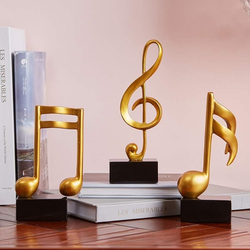 Resin Musical Gifts Figurine Home Decor Accents 3pcs Music Note Decor Statue