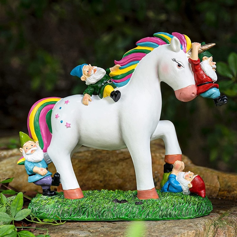 Resin Outdoor Decor Funny Unicorn Figurine Gifts Unicorn Gnomes Garden Statues for Garden Patio