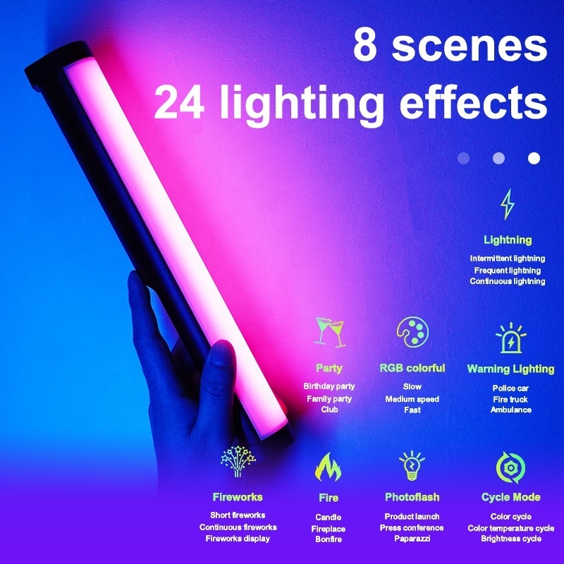 MAMEN Full-Color RGB Tube Light Magnetic TikTok Multicolor RGB LED Photography Handheld Video Light