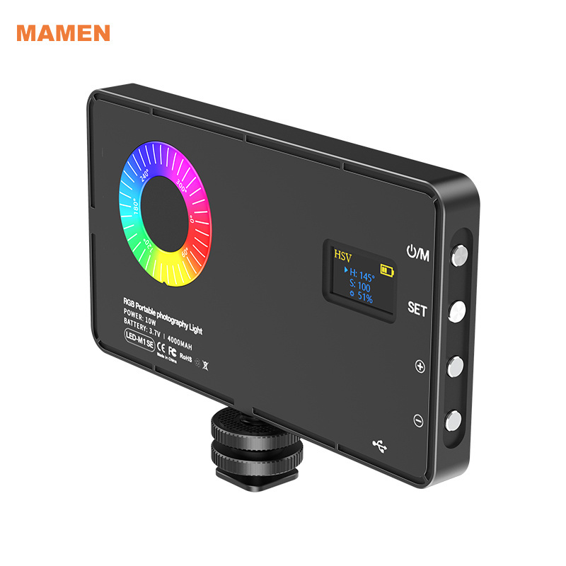 MAMEN New Arrival Mini RGB BI Color Video Light Rechargeable Photography LED Light Panel Fill Wireless Charger With Light