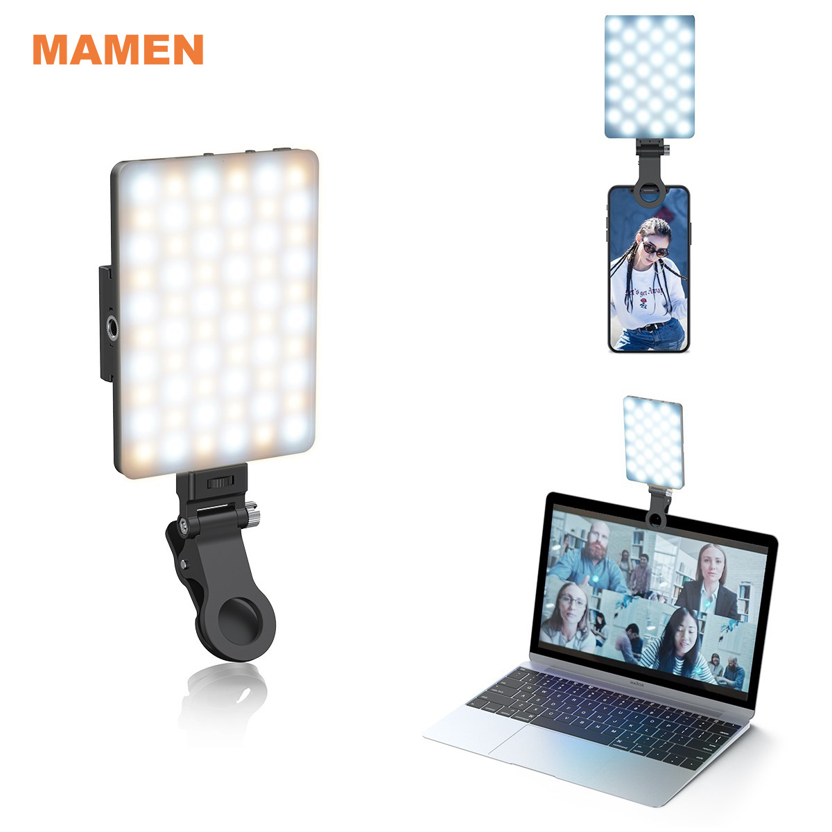 Mamen Bi Color Conference Lighting Fill Photography Led Light Smartphone Clip Video LED Camera Light