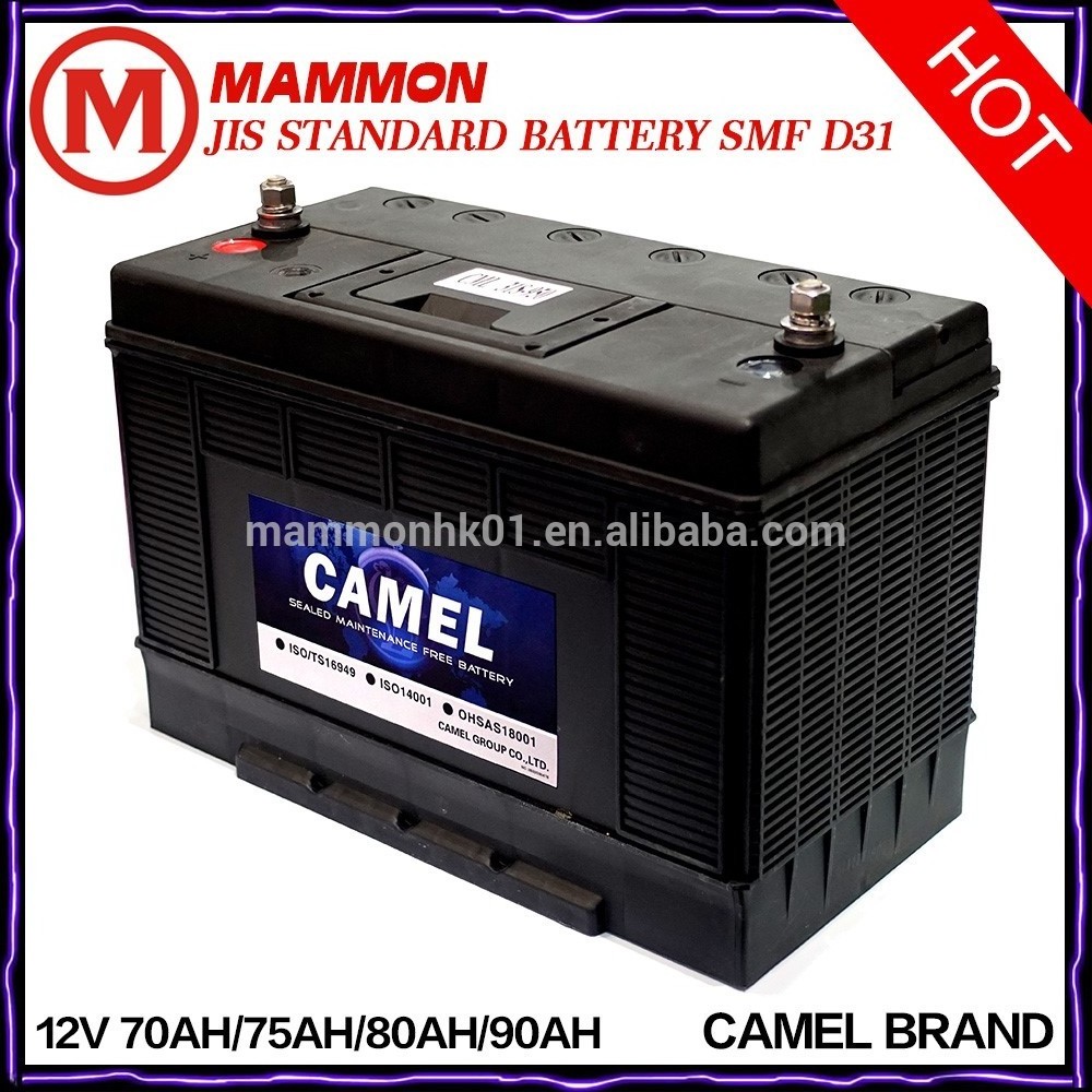 Camel brand JIS Standard MF car battery 12V 70AH 75AH 80AH 90AH lead acid batteries 100% full volume higher quality auto battery