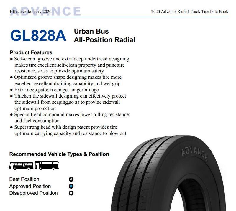 Advance Samson brand GL828A  urban bus tires all position Heavy duty truck tires TBR All steel radial Tires