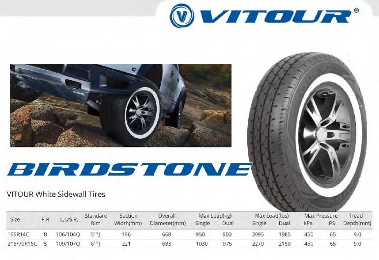 Vitour brand Passenger car tyres white sidewall PCR tires 185R14C 195R14C 215/70R15C 8PR radial commercial MPV tires