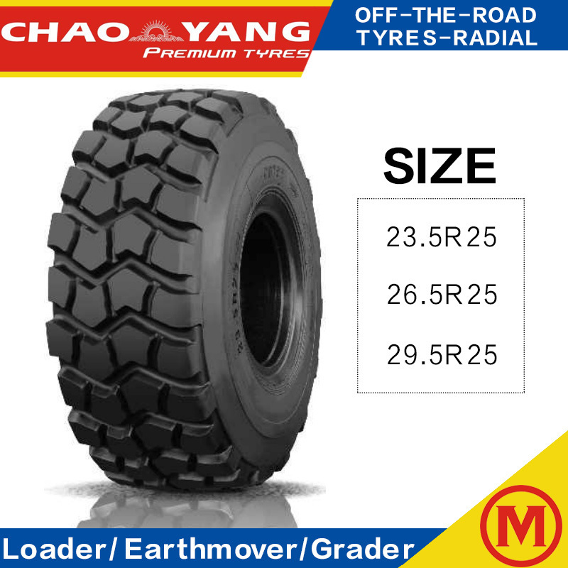 Chaoyang brand loader earthmover grader CB792 otr tires 23 .5-25 26.5R25 29.5R25 off road backhoe loader tire