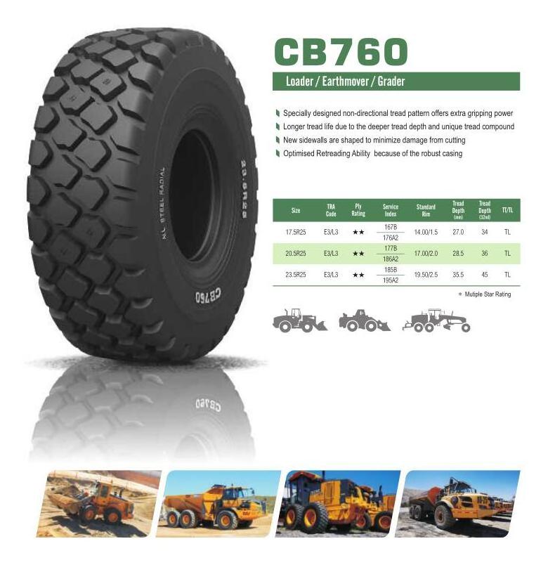 Chaoyang brand  earthmover grader loader tires 23.5-25 CB760 17.5R25 20.5R25 23.5R25 radial OTR tyre loader tire