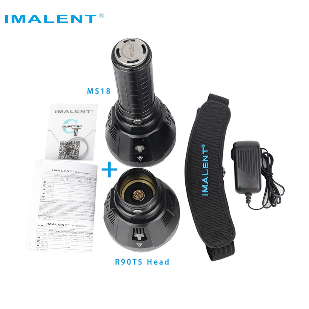 Original IMALENT MS18 LED Flashlight+R90TS Head Set XHP35 HI XHP70 100000 lumens rechargeable Flashlight for Search  IMALENT kit