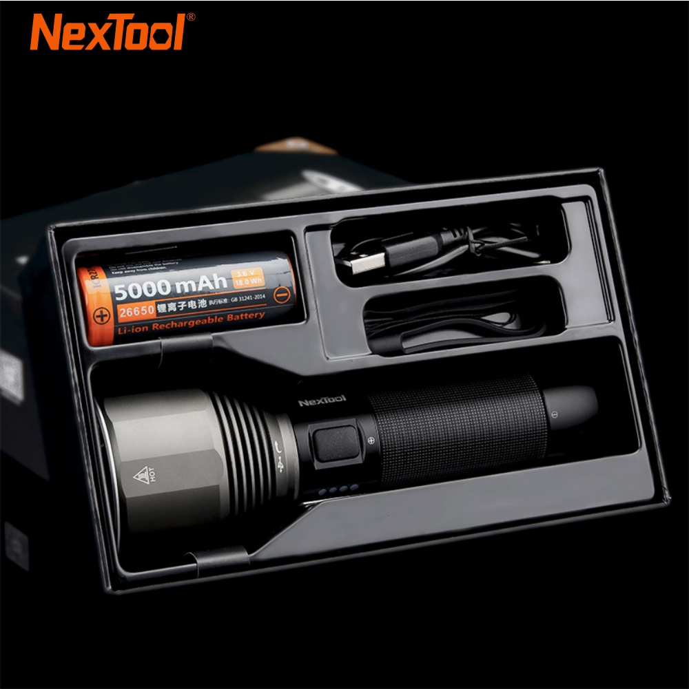 NexTool XPH50.2 2000lm 6500K 380m USB-C Rechargeable Flashlight 26650 5000mAh Battery Outdoor  LED lanterna de led