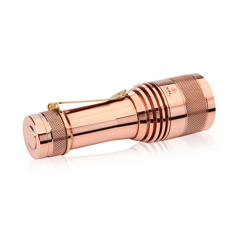 LuminTop FW21 X9L Copper Brass torch 6500LM 810meter 21700 SBT90 LED EDC flashlight uses Anduril Firmware DIY oxidation