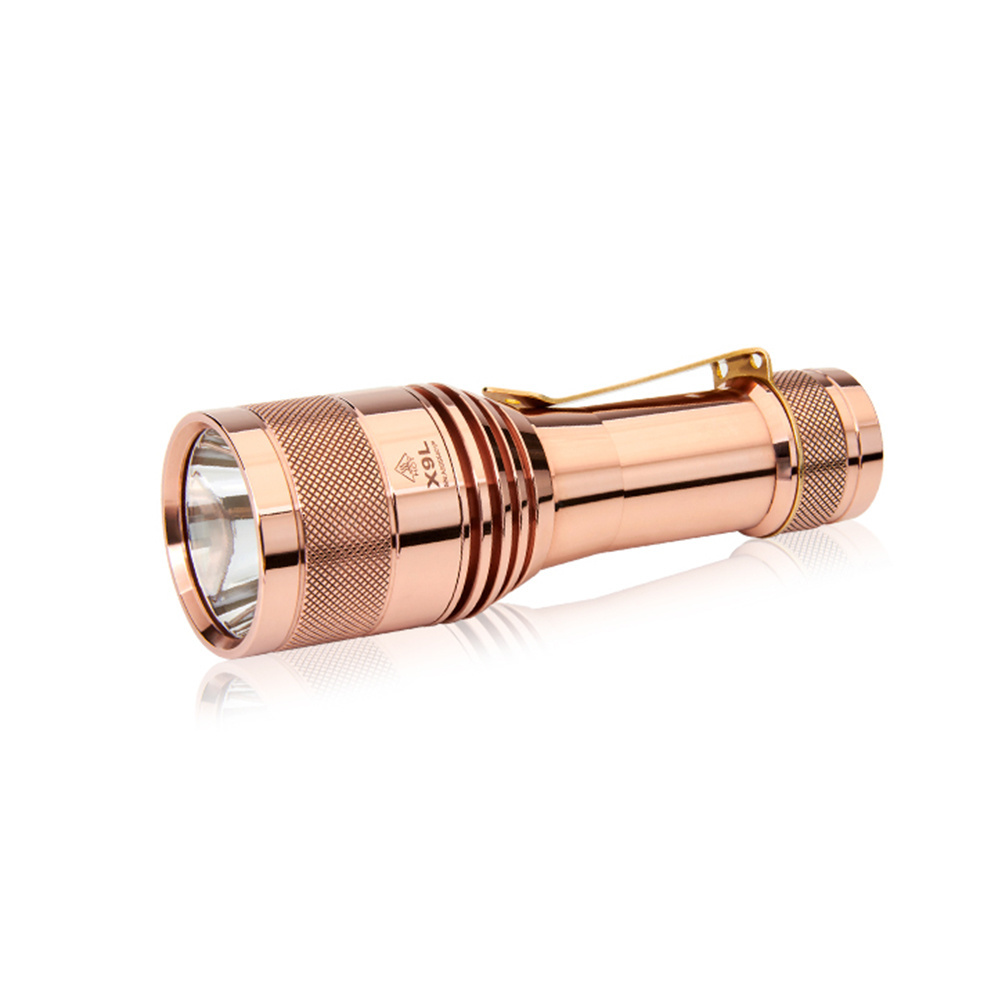 LuminTop FW21 X9L Copper Brass torch 6500LM 810meter 21700 SBT90 LED EDC flashlight uses Anduril Firmware DIY oxidation