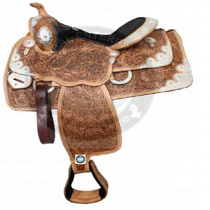 Manaal Enterprises Premium Horse Silver Genuine Cowhide Leather Western Show Horse Saddle Classic Show Saddle