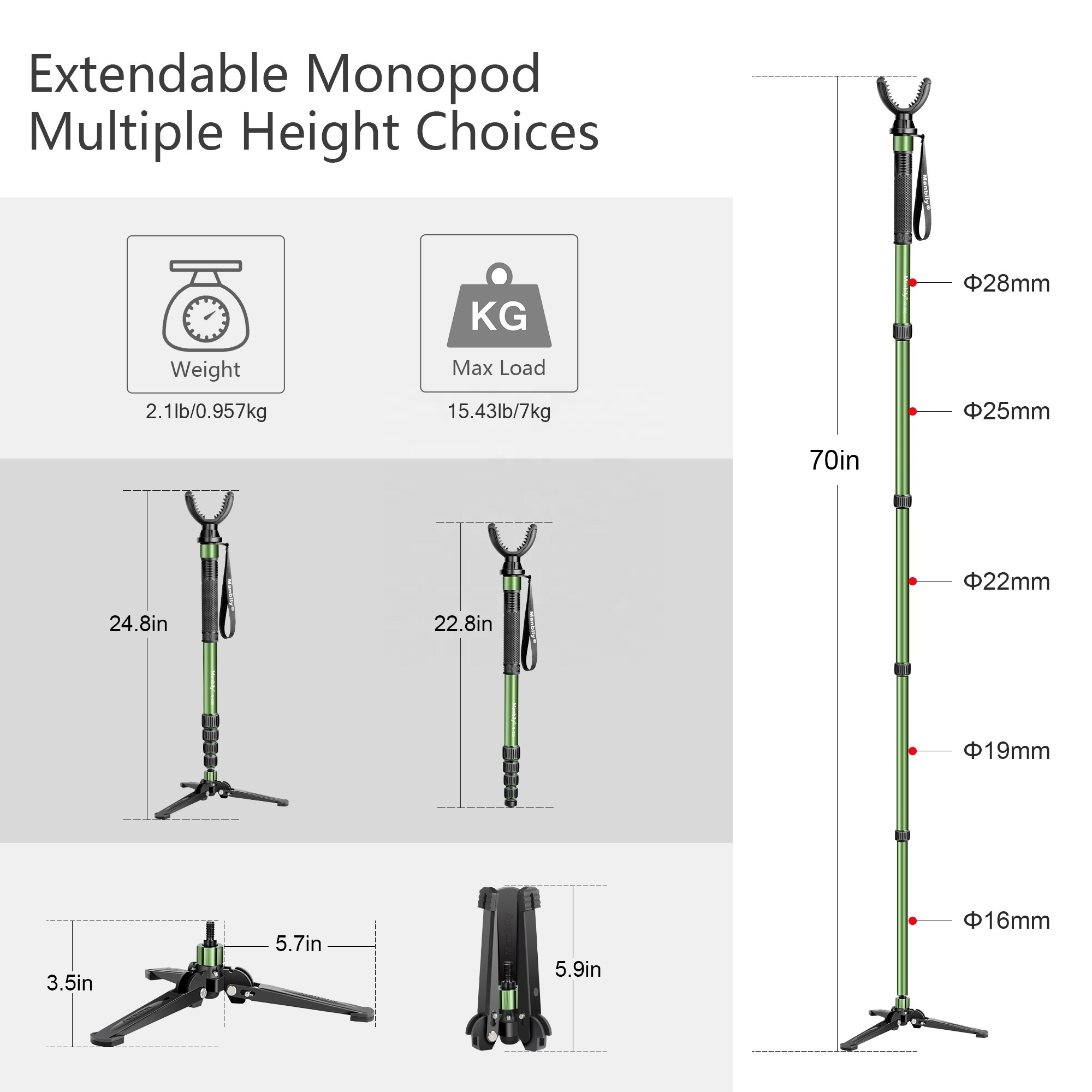 Adjustable Aluminum Shooting Stand U Shaped Yoke Monopod  Stick Shooting Accessories