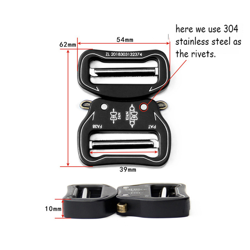 39mm 1.53 inch light weight durable quick release buckle outdoor equipment tactical metal buckle for pet