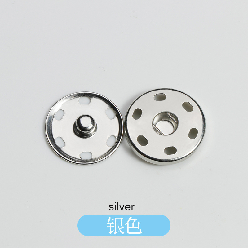 High quality invisible 8mm 15mm 17mm 25mm silver galvanized steel pressed sew on snap button for baby wear