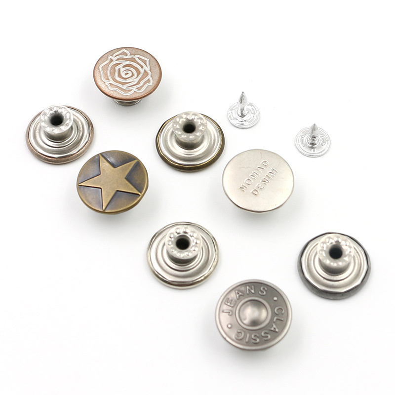 New Custom Design made brand logo engraved 17mm jeans buttons and rivets