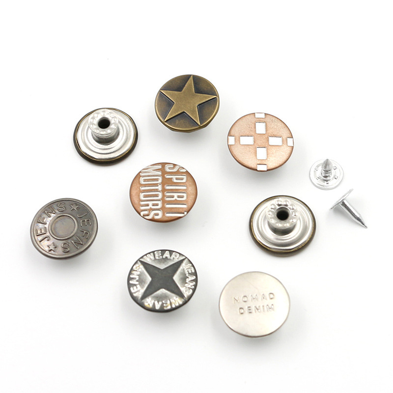 New Custom Design made brand logo engraved 17mm jeans buttons and rivets