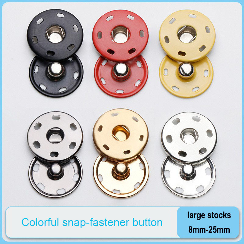 High quality invisible 8mm 15mm 17mm 25mm silver galvanized steel pressed sew on snap button for baby wear