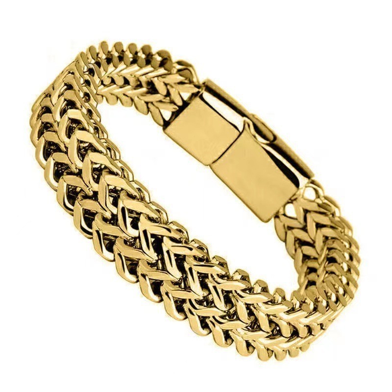 Wholesale Bracelet Men Waterproof High Quality Hip Hop Gold Plated Stainless Steel OEM Jewelry for Men