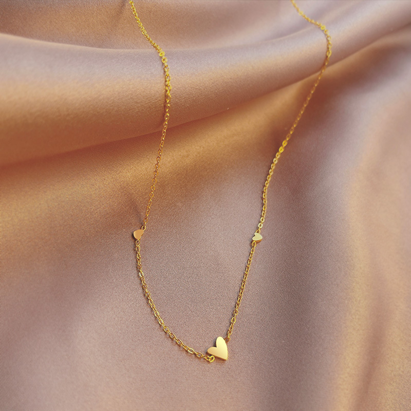 Simple Neck chain Stainless Steel 18K Gold Plated Necklace Female Summer Free Collar Love Peach Heart Chain