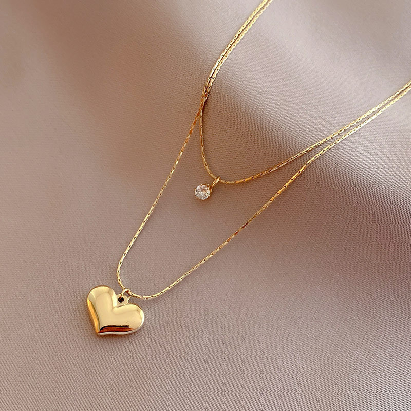 Simple Neck chain Stainless Steel 18K Gold Plated Necklace Female Summer Free Collar Love Peach Heart Chain