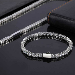 Wholesale 4mm 50cm Hip Hop Stainless Steel 3A CZ Cubic Zirconia Tennis Chain Necklace 20in Zircon Jewelry For Me