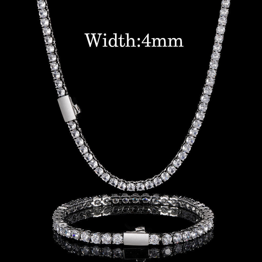 Wholesale 4mm 50cm Hip Hop Stainless Steel 3A CZ Cubic Zirconia Tennis Chain Necklace 20in Zircon Jewelry For Me