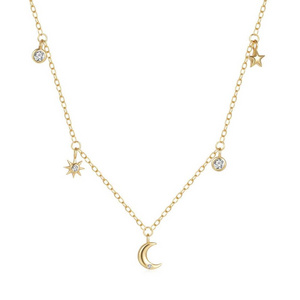 minimalist jewelry sun moon necklace s925 sterling silver jewelry zircon necklace 18k gold plated jewelry for wom