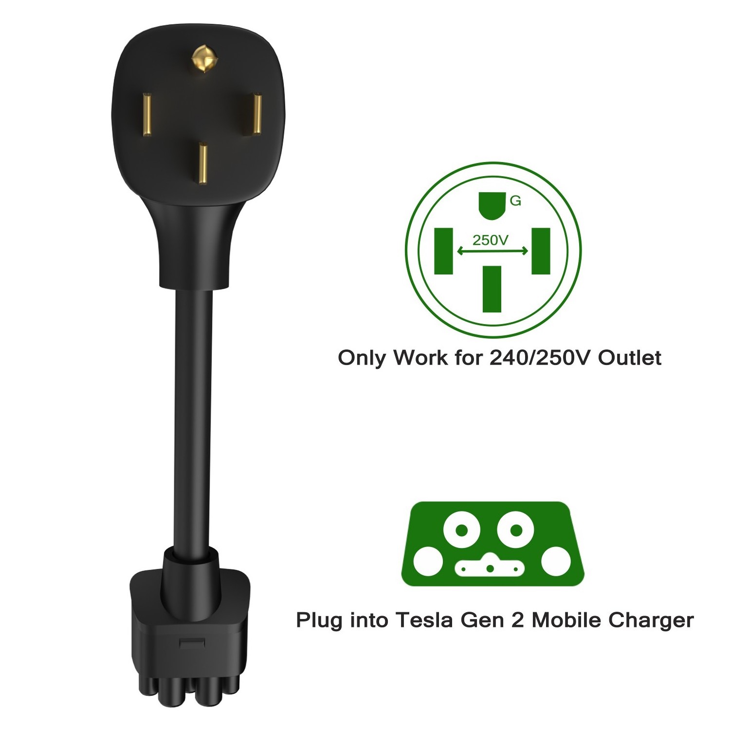 Tesla NEMA 14-50 Gen 2 Ev charger extension cord Connector  Adapter nema 14-50 adapter (14-50P 4-Prong Gen2 Pigtail-32Amp)