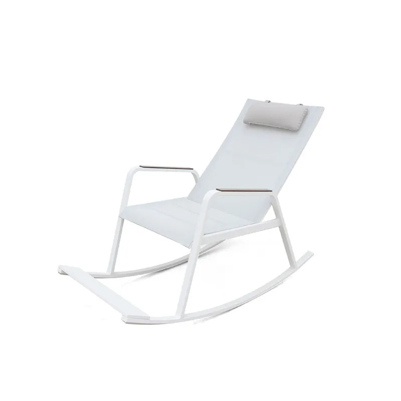 Swimming Pool Chair wide arm Aluminum Sun Lounger Black White Outdoor Portable Rocking Reclining Beach Chair