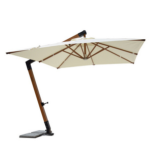 outdoor wood grain hanging waterproof umbrella cantilever garden beach patio sun parasol aluminum restaurant